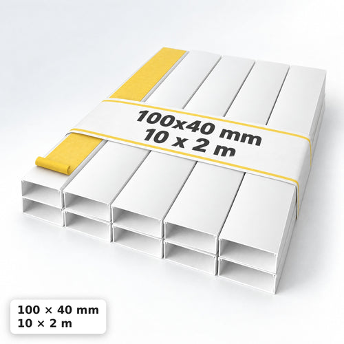 Lišta na kabely 100×40 mm bílá – dlouhá kabelová lišta 2 m — samolepicí