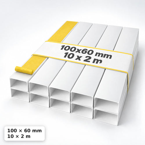Lišta na kabely 100×60 mm bílá – největší kabelová lišta 2 m — samolepicí