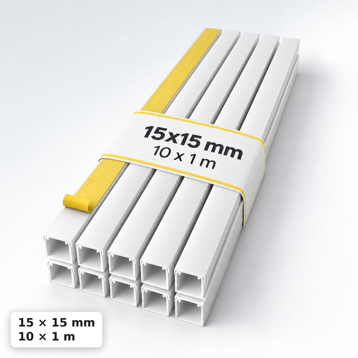 Lišta na kabely 15 × 15 mm bílá – samolepicí kabelová lišta 1 m — samolepicí