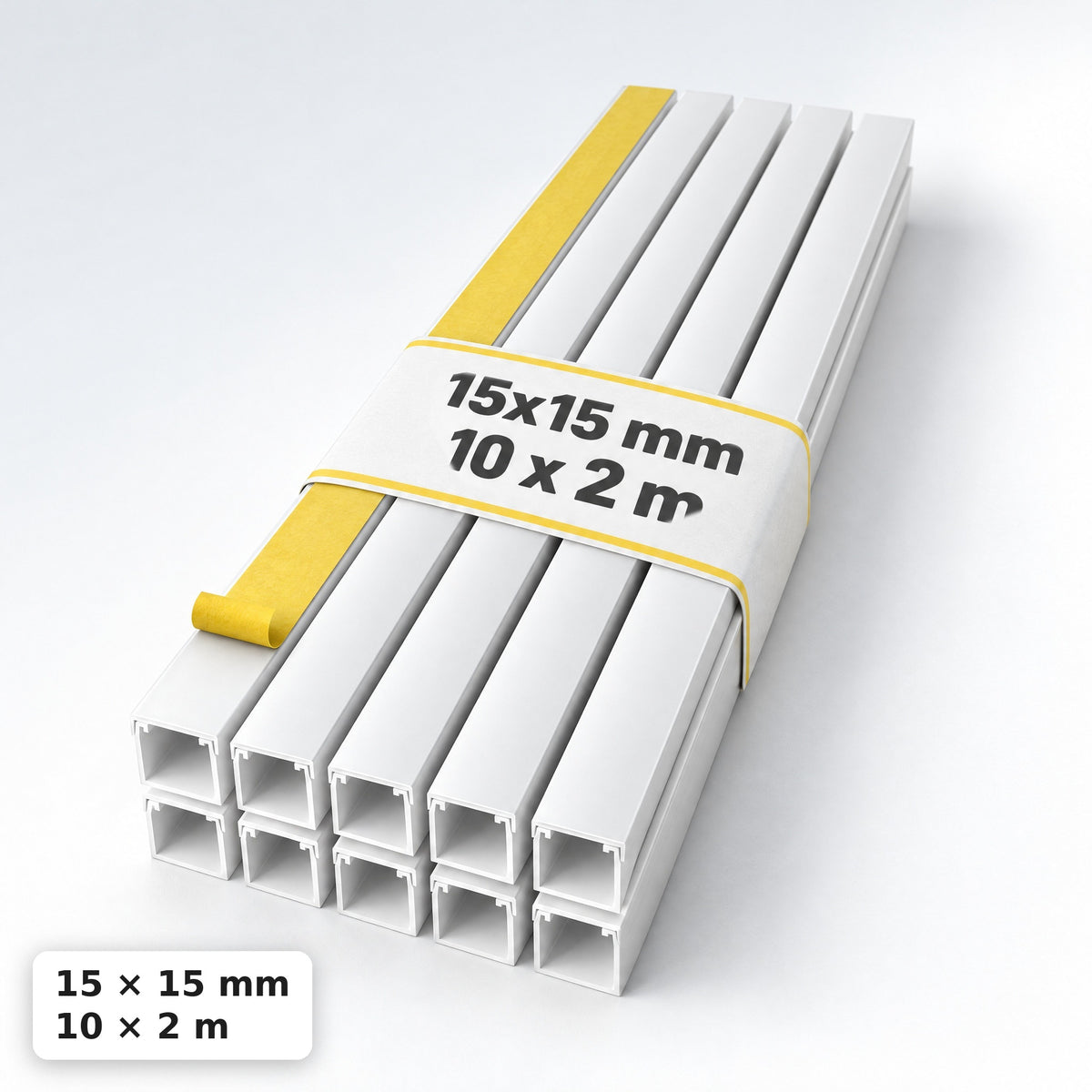 Kabelová lišta 15 × 15 mm bílá – samolepicí lišta na kabely 2 m — samolepicí