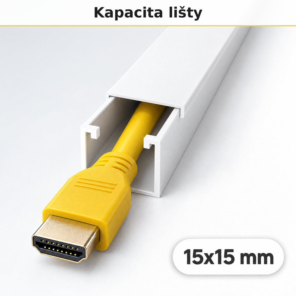 Kabelová lišta 15 × 15 mm bílá – samolepicí lišta na kabely 2 m — kolik kabelů se vejde