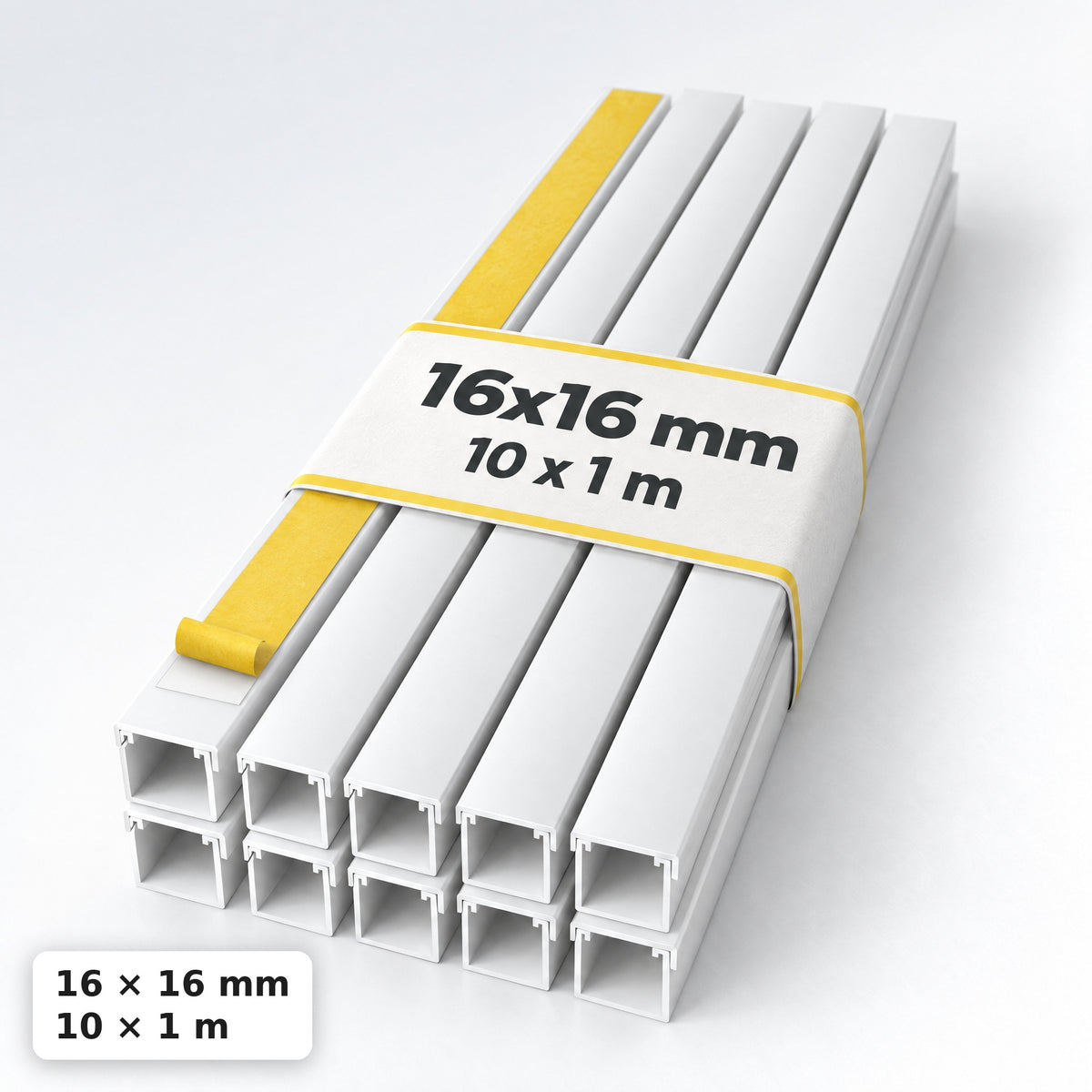 Lišta na kabely 16 × 16 mm bílá – samolepicí kabelová lišta 1 m — samolepicí