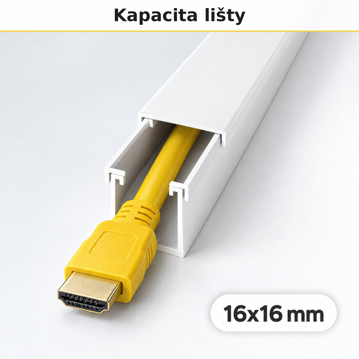Kabelová lišta 16 × 16 mm bílá – samolepicí lišta na kabely 2 m — kolik kabelů se vejde