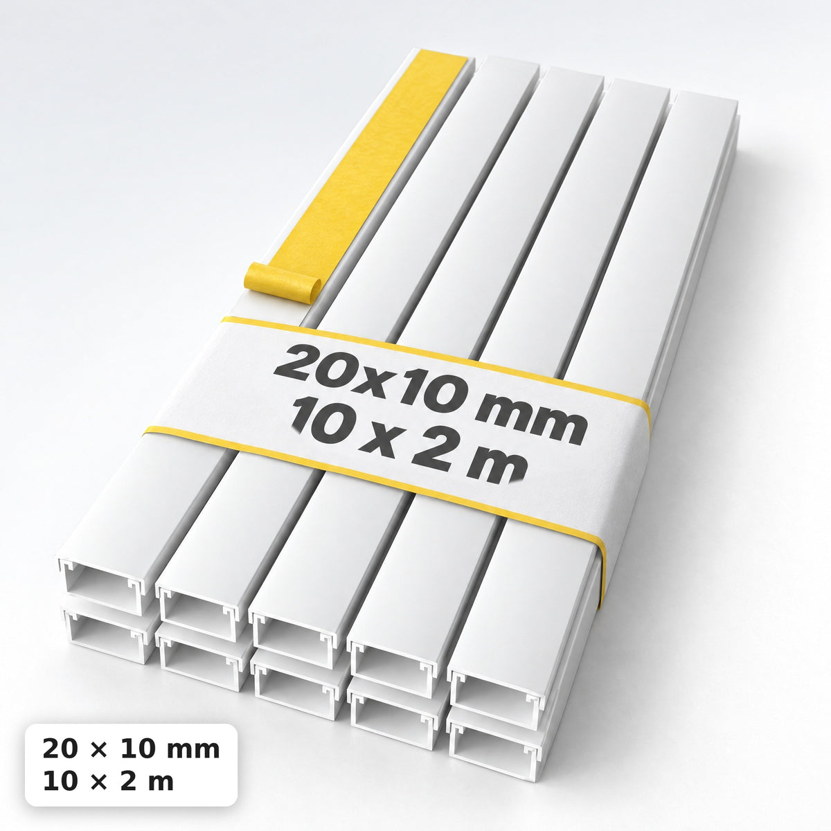 Kabelová lišta 20 × 10 mm bílá – samolepicí lišta na kabely 2 m — samolepicí