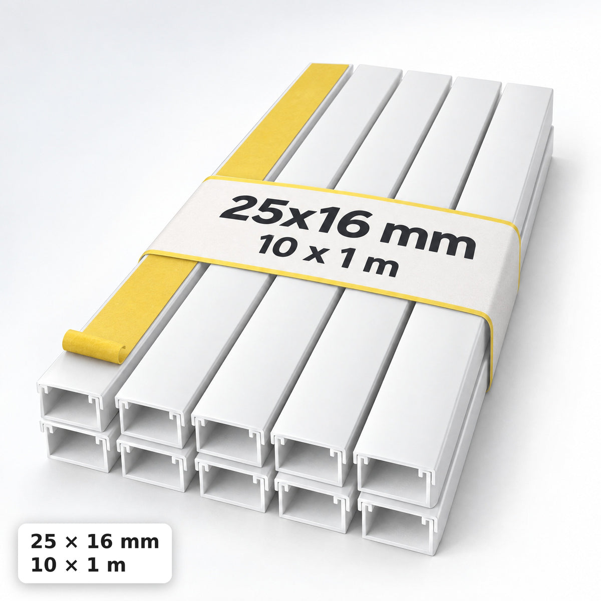 Lišta na kabely 25 × 16 mm bílá – samolepicí kabelová lišta 1 m — samolepicí