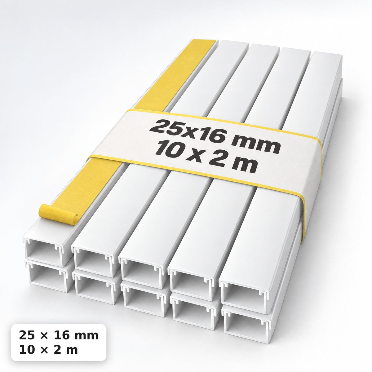 Lišta na kabely 25 × 16 mm bílá – samolepicí kabelová lišta 2 m — samolepicí