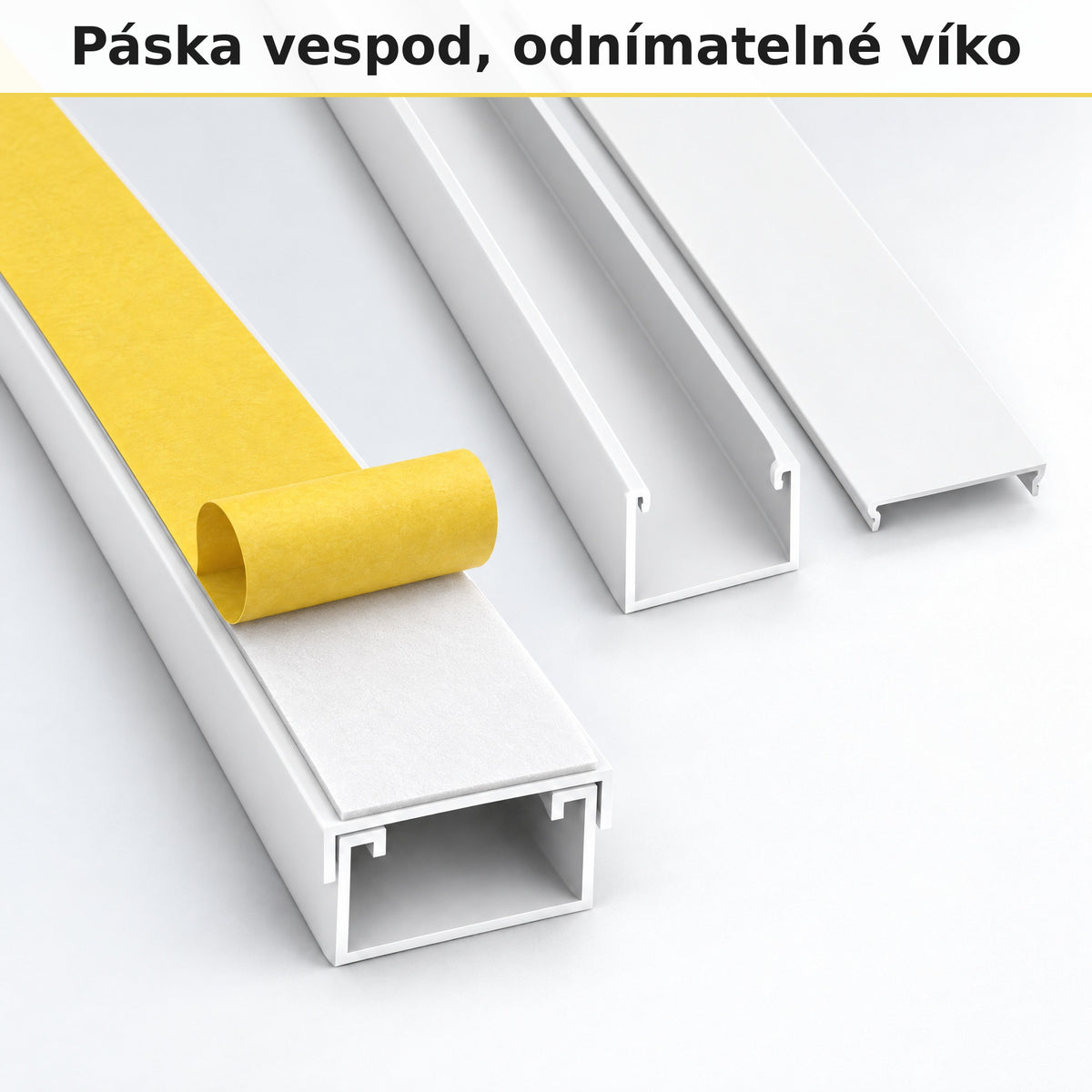 Lišta na kabely 25 × 16 mm bílá – samolepicí kabelová lišta 2 m — lepit, ne vrtat
