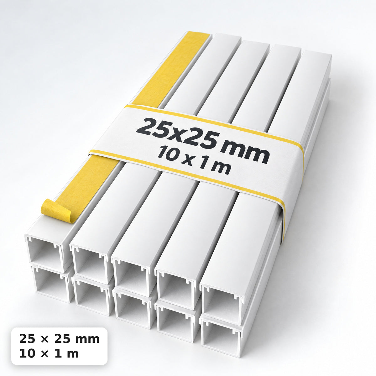 Lišta na kabely 25 × 25 mm bílá – samolepicí kabelová lišta 1 m — samolepicí