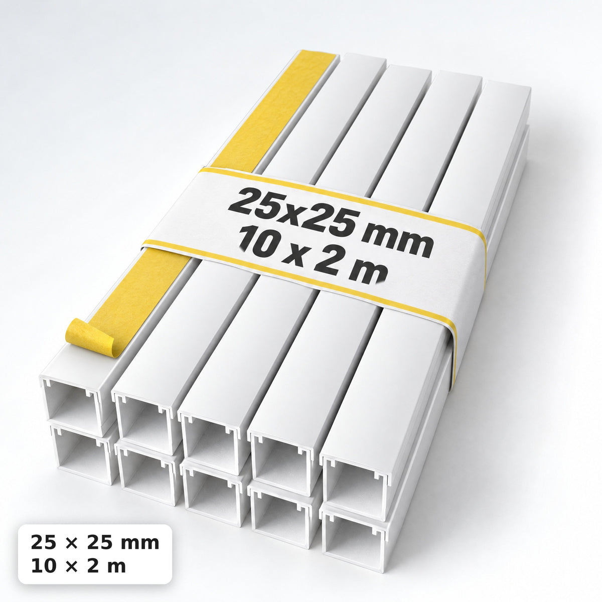 Kabelová lišta 25 × 25 mm bílá – samolepicí lišta na kabely 2 m — samolepicí