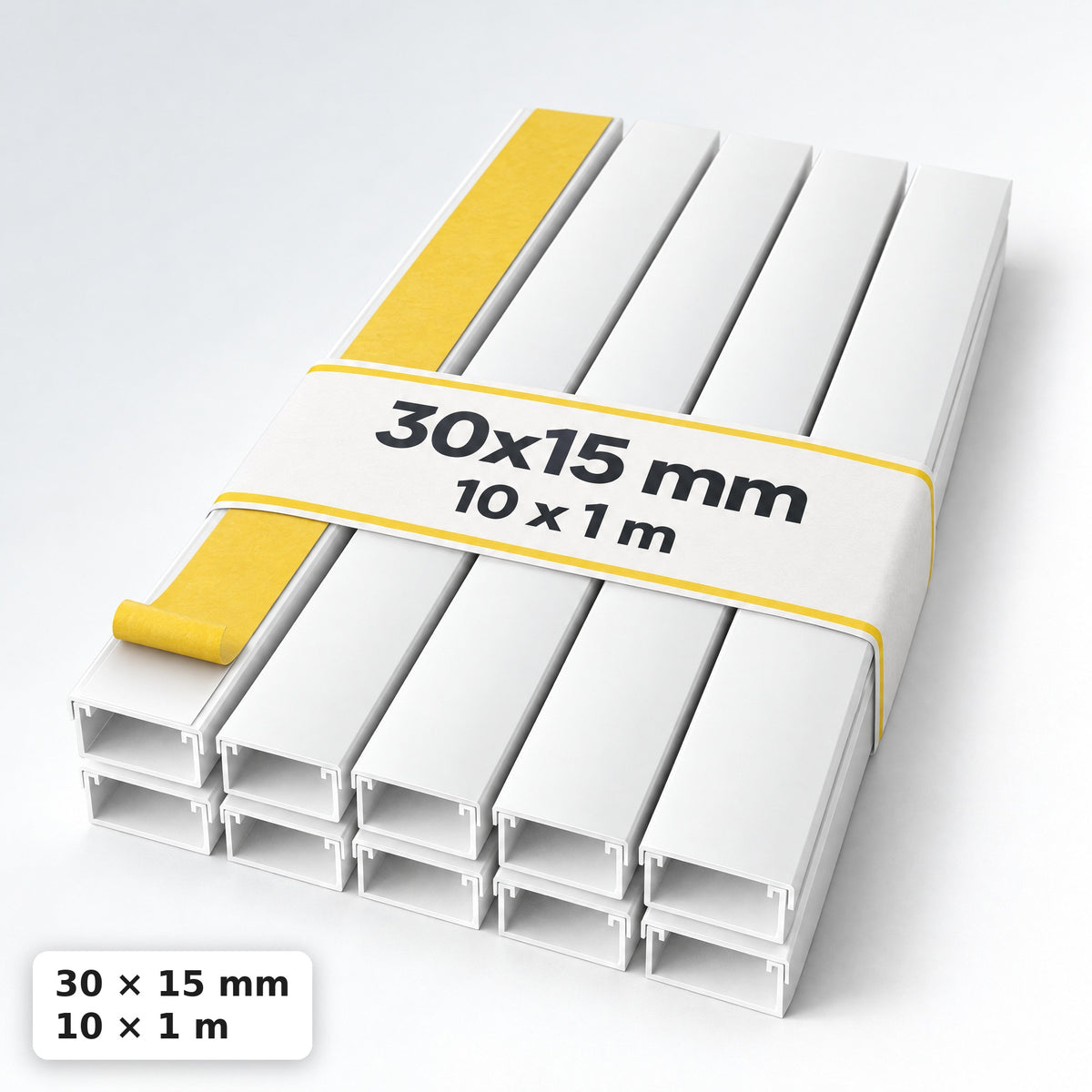 Lišta na kabely 30 × 15 mm bílá – samolepicí kabelová lišta 1 m — samolepicí