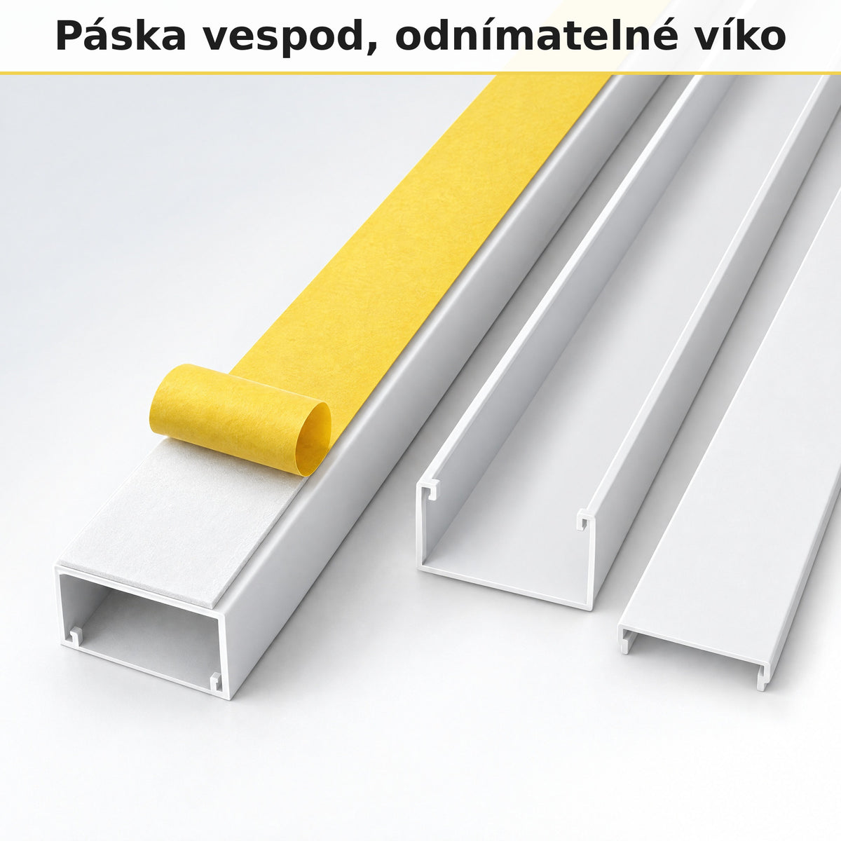 Lišta na kabely 30 × 15 mm bílá – samolepicí kabelová lišta 1 m — lepit, ne vrtat