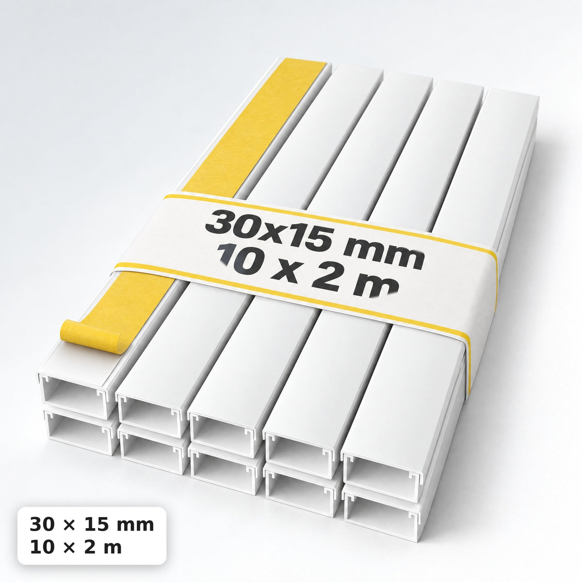 Lišta na kabely 30 × 15 mm bílá – samolepicí kabelová lišta 2 m — samolepicí