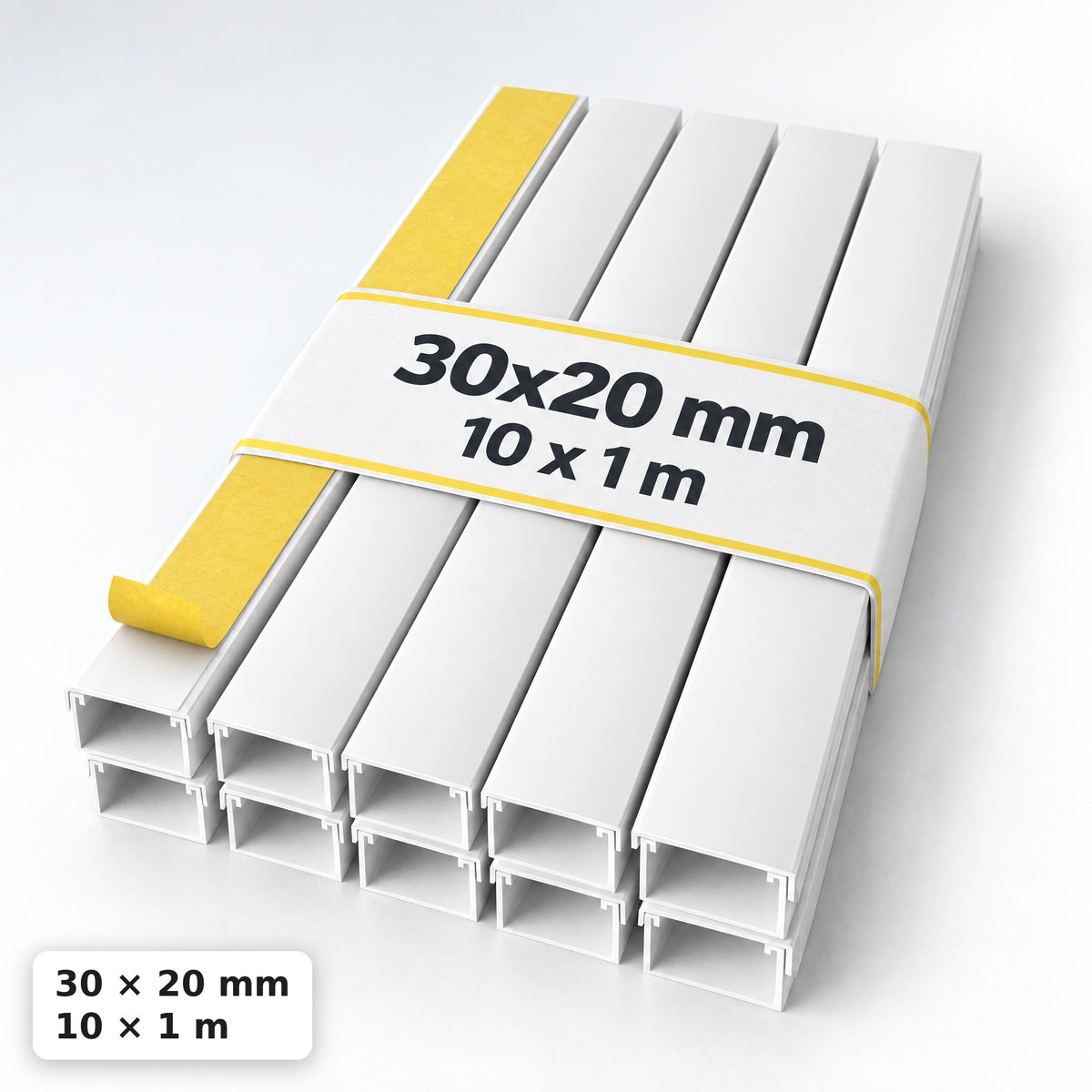 Lišta na kabely 30 × 20 mm bílá – samolepicí kabelová lišta 1 m — samolepicí