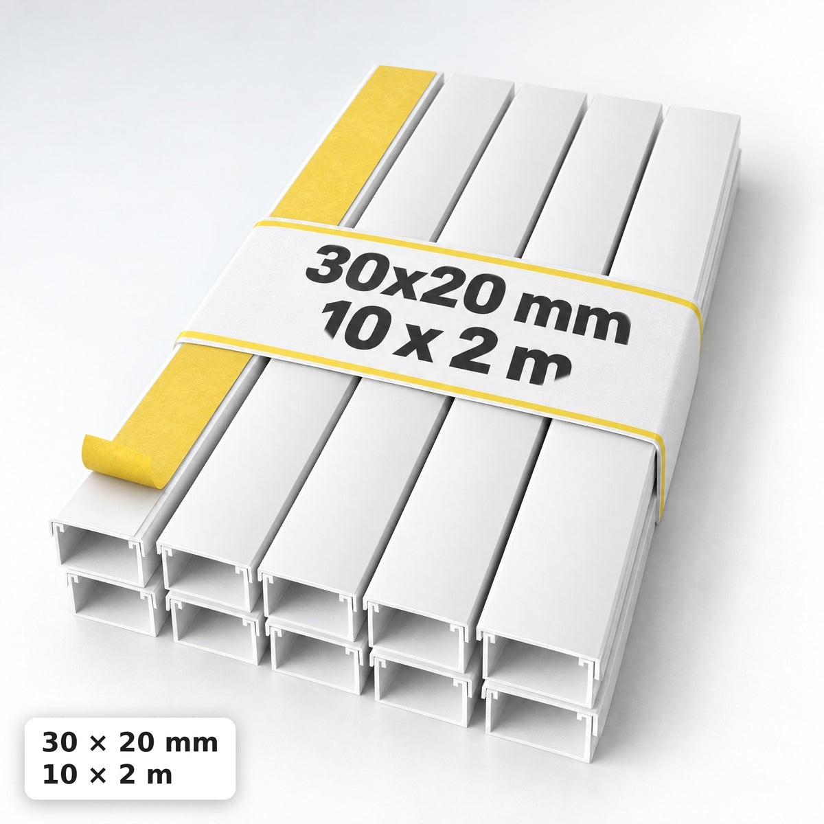 Lišta na kabely 30 × 20 mm bílá – samolepicí kabelová lišta 2 m — samolepicí