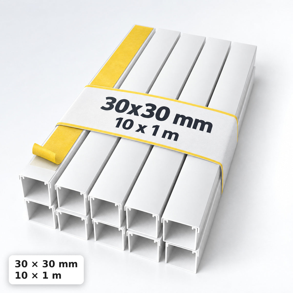Lišta na kabely 30 × 30 mm bílá – samolepicí kabelová lišta 1 m — samolepicí
