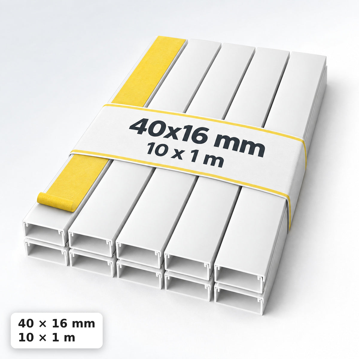 Lišta na kabely 40 × 16 mm bílá – samolepicí kabelová lišta 1 m — samolepicí