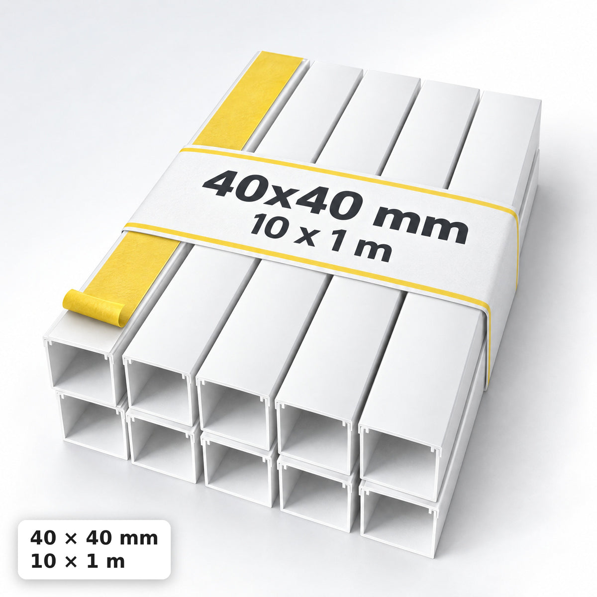 Lišta na kabely 40 × 40 mm bílá – samolepicí kabelová lišta 1 m — samolepicí