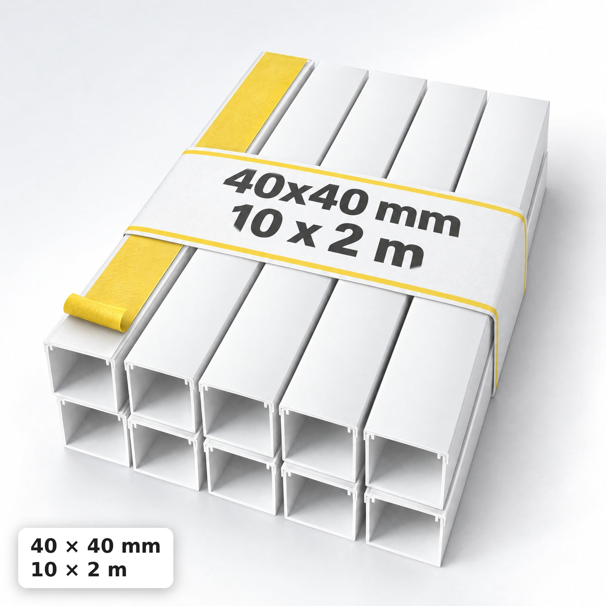 Lišta na kabely 40 × 40 mm bílá – samolepicí kabelová lišta 2 m — samolepicí